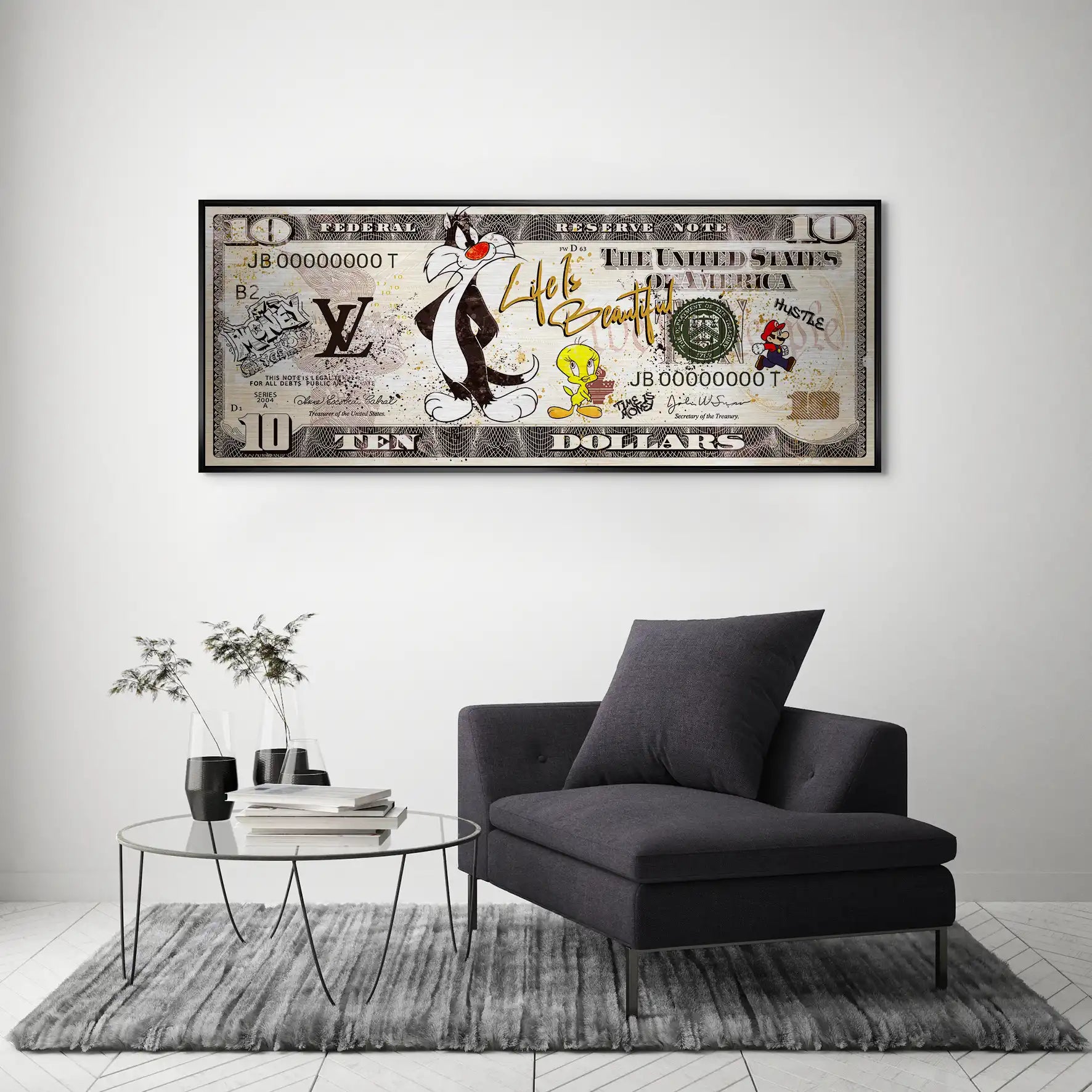 Tweety und Sylverster Dollar AluDibond Gebürstet INGALERIE