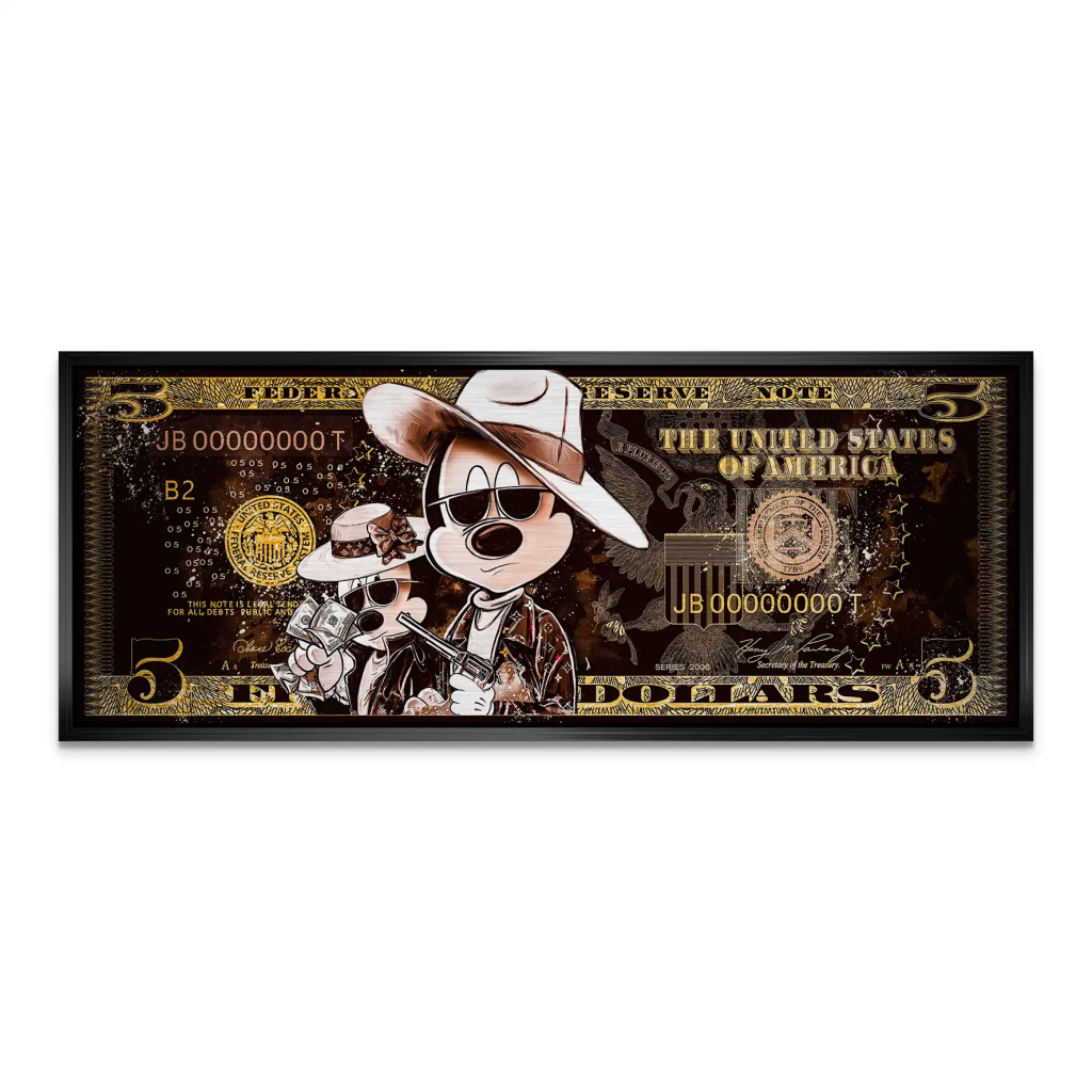 Micky und Minnie Dollar Retro Pop Art Alu Gebürstet Bild INGALERIE