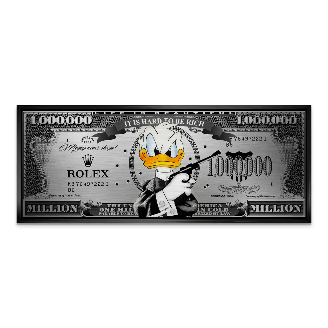 Donald Duck License to Bill Pop Art Dollar Alu Gebürstet INGALERIE