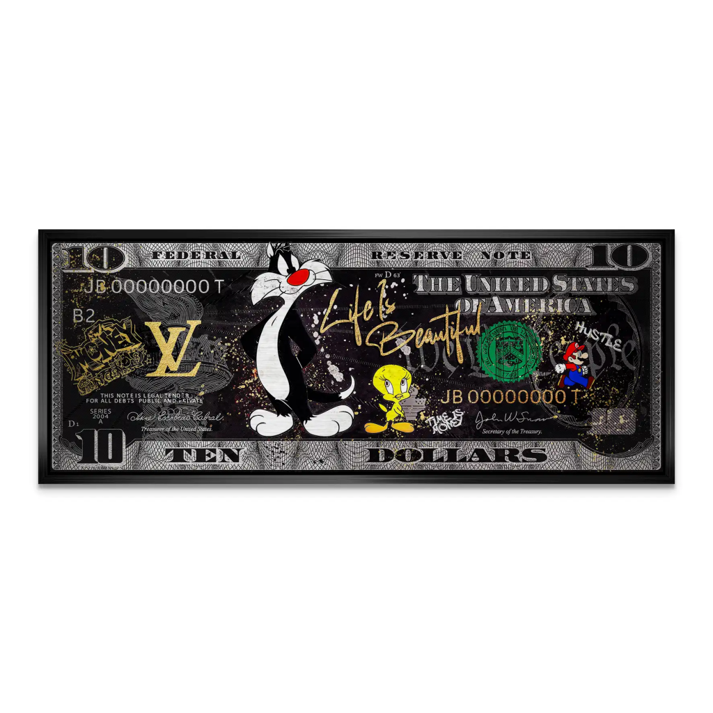 Tweety und Sylvester Hustle Dollar AluDibond Gebürstet INGALERIE