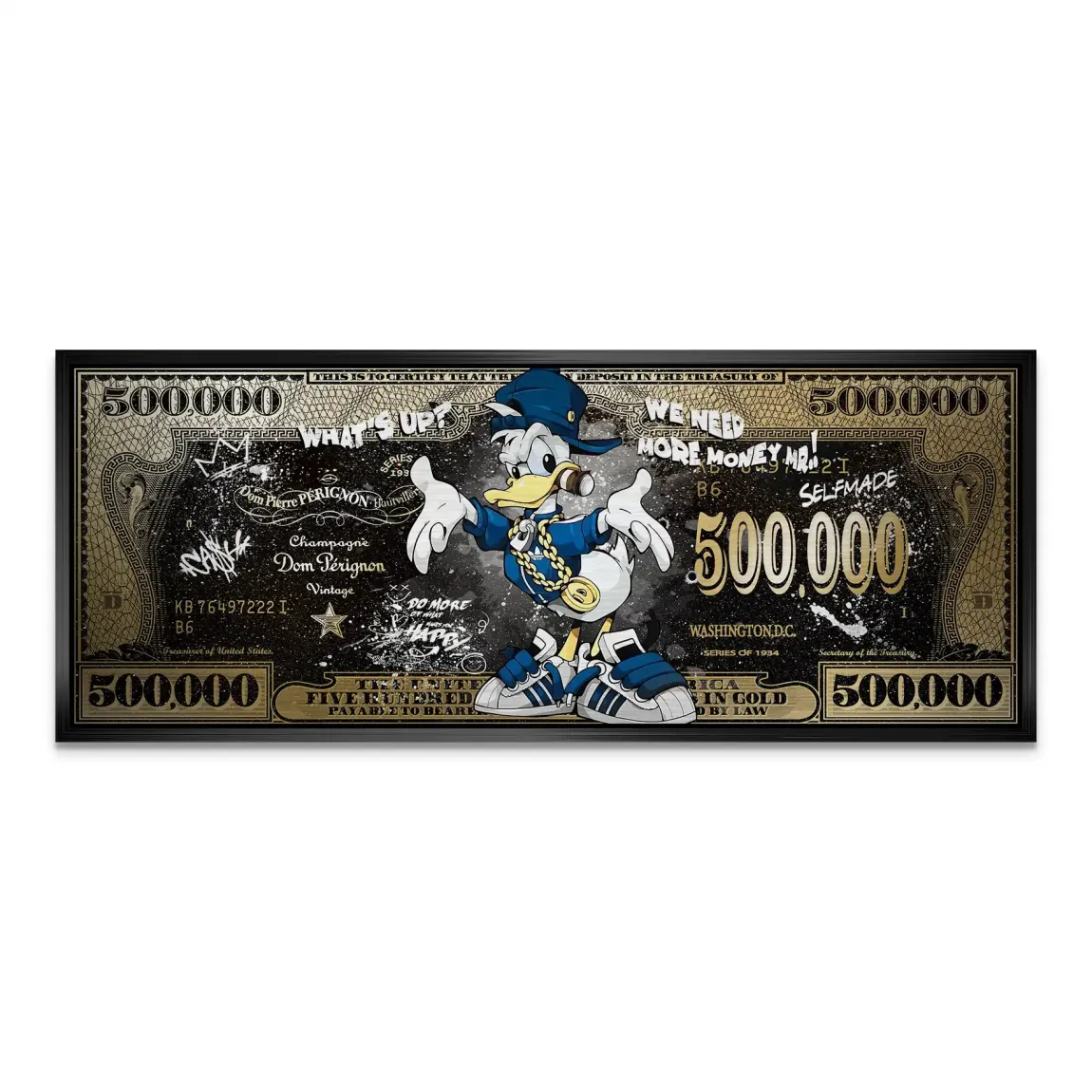 Donald Duck Whats Up Dollar Style Alu Gebürstet Bild INGALERIE