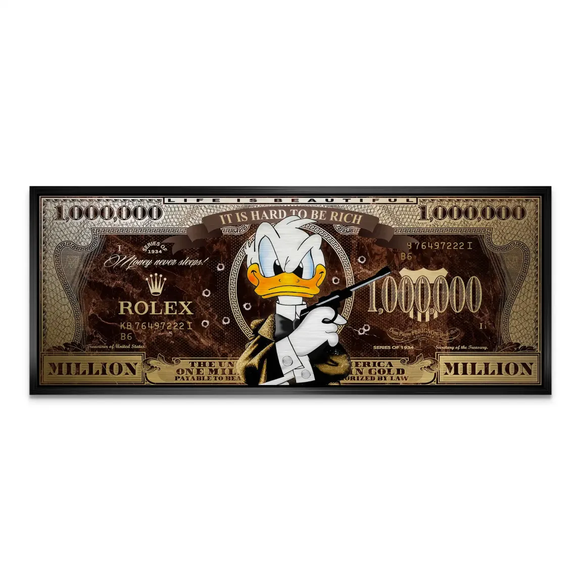 Donald Duck Rich State of Mind Pop Art Alu Gebürstet INGALERIE