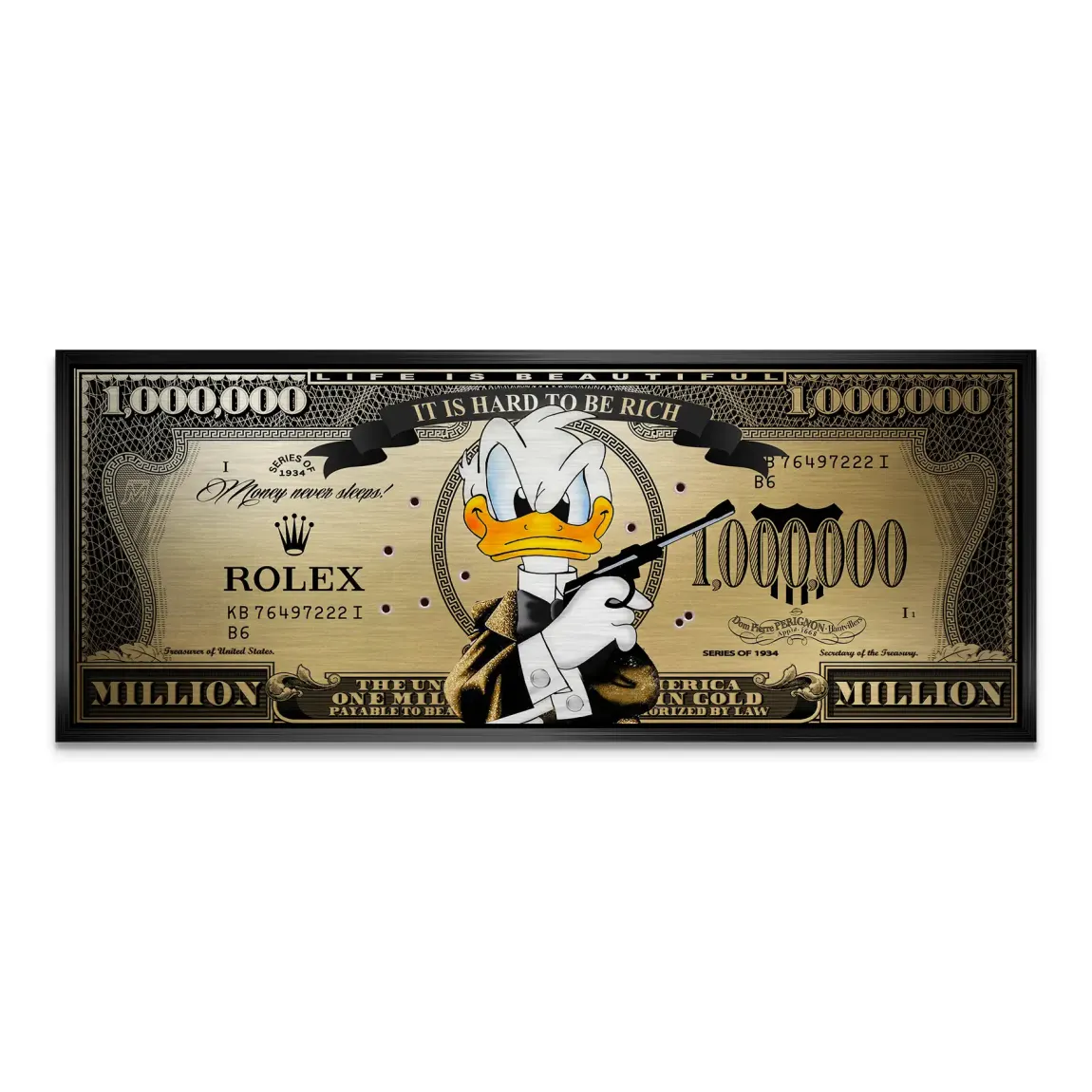 Donald Duck Goldfinger Instinct Pop Art Dollar Alu Gebürstet INGALERIE