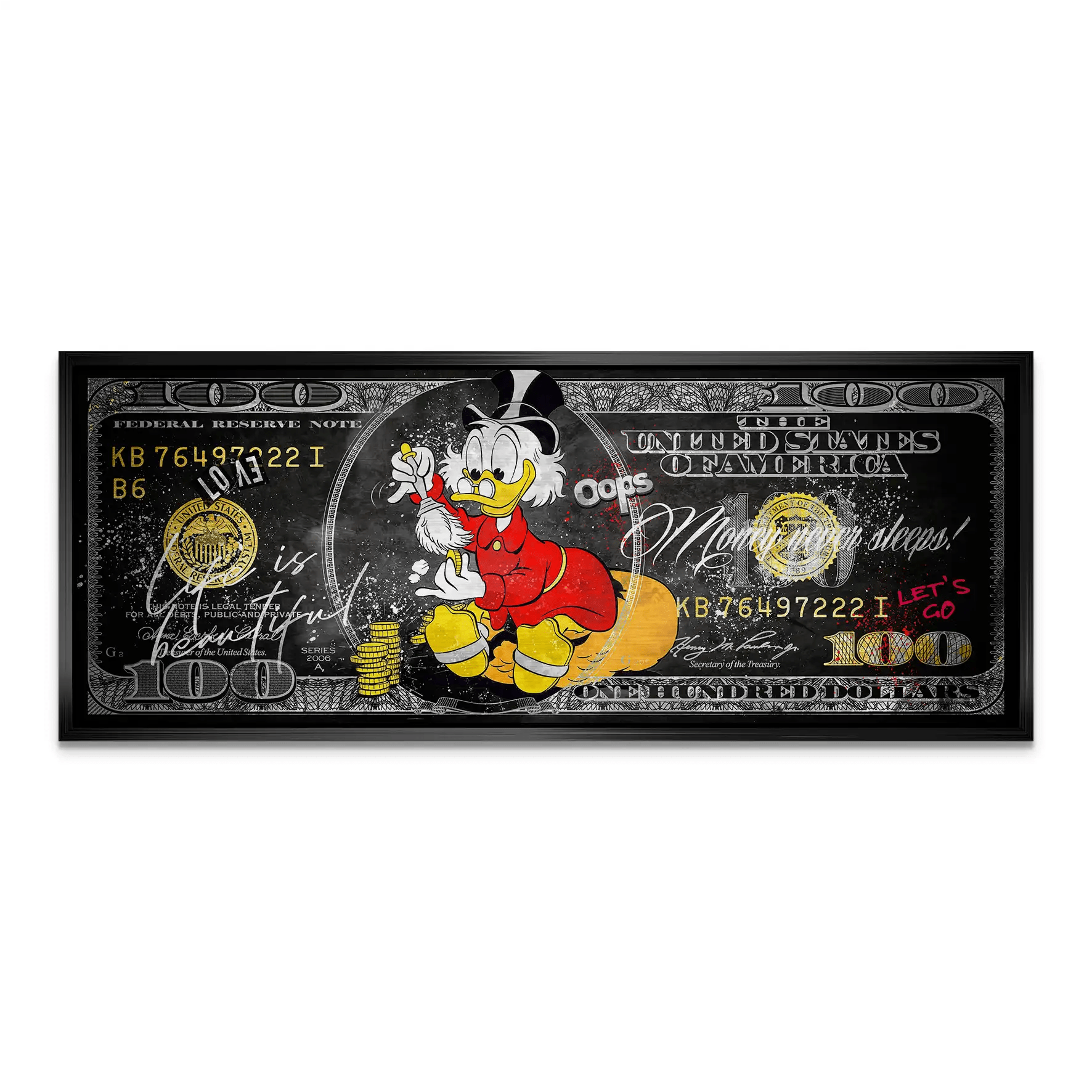 Dagobert Money Never Sleeps Dollar Dark Alu Gebürstet Bild INGALERIE