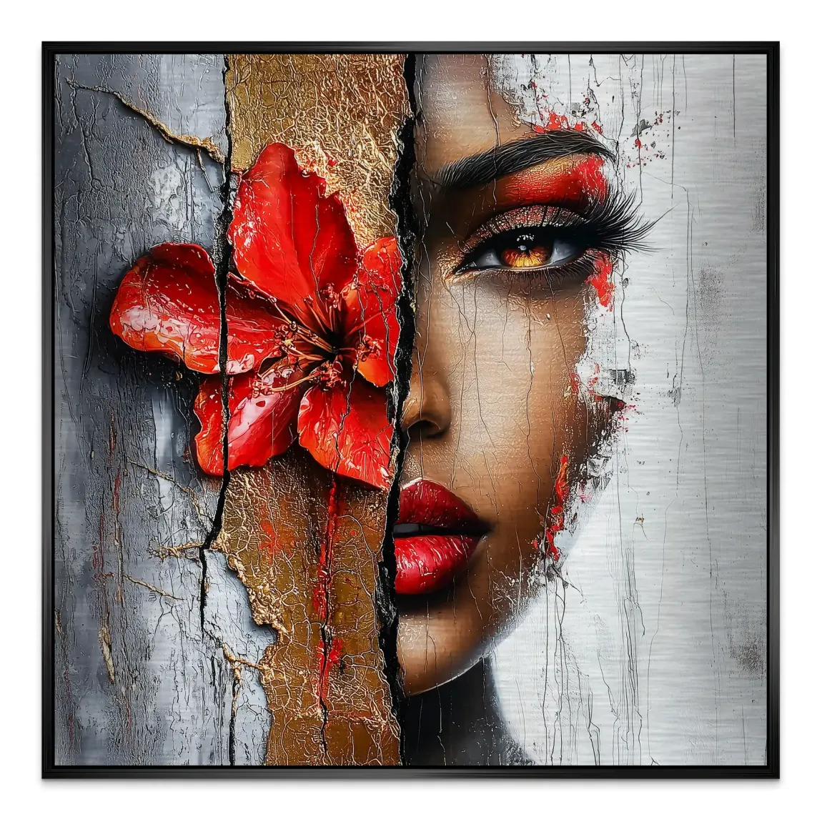Red Blossom Beauty Alu Gebürstet Bild INGALERIE