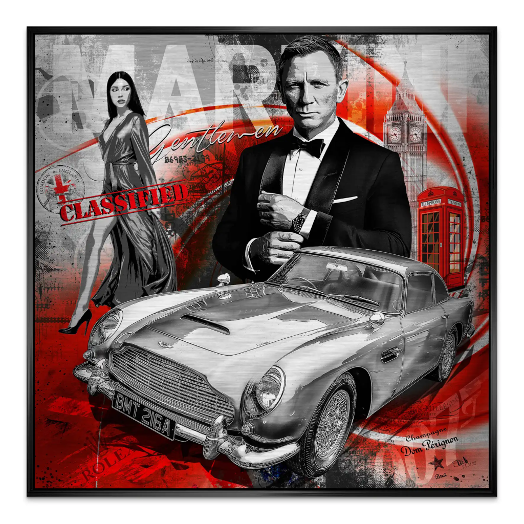 James Bond Martini Art Alu Gebürstet Bild INGALERIE