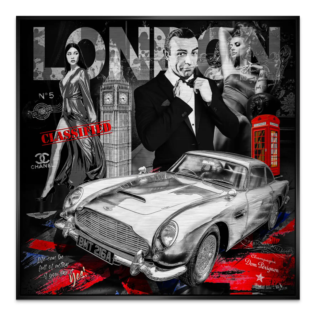 James Bond RetroStyle Alu Gebürstet Bild INGALERIE