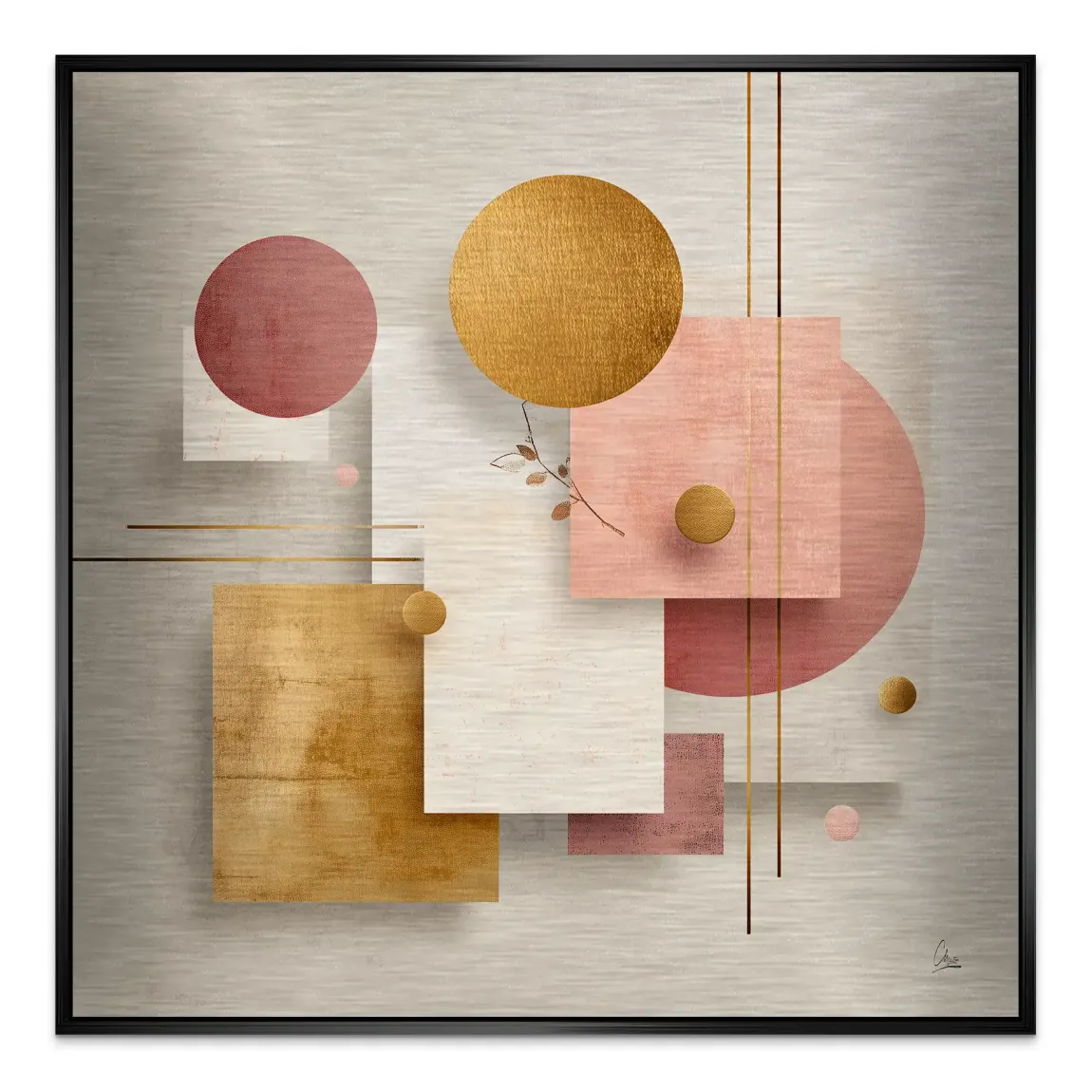 Golden Geometry Alu Gebürstet Bild