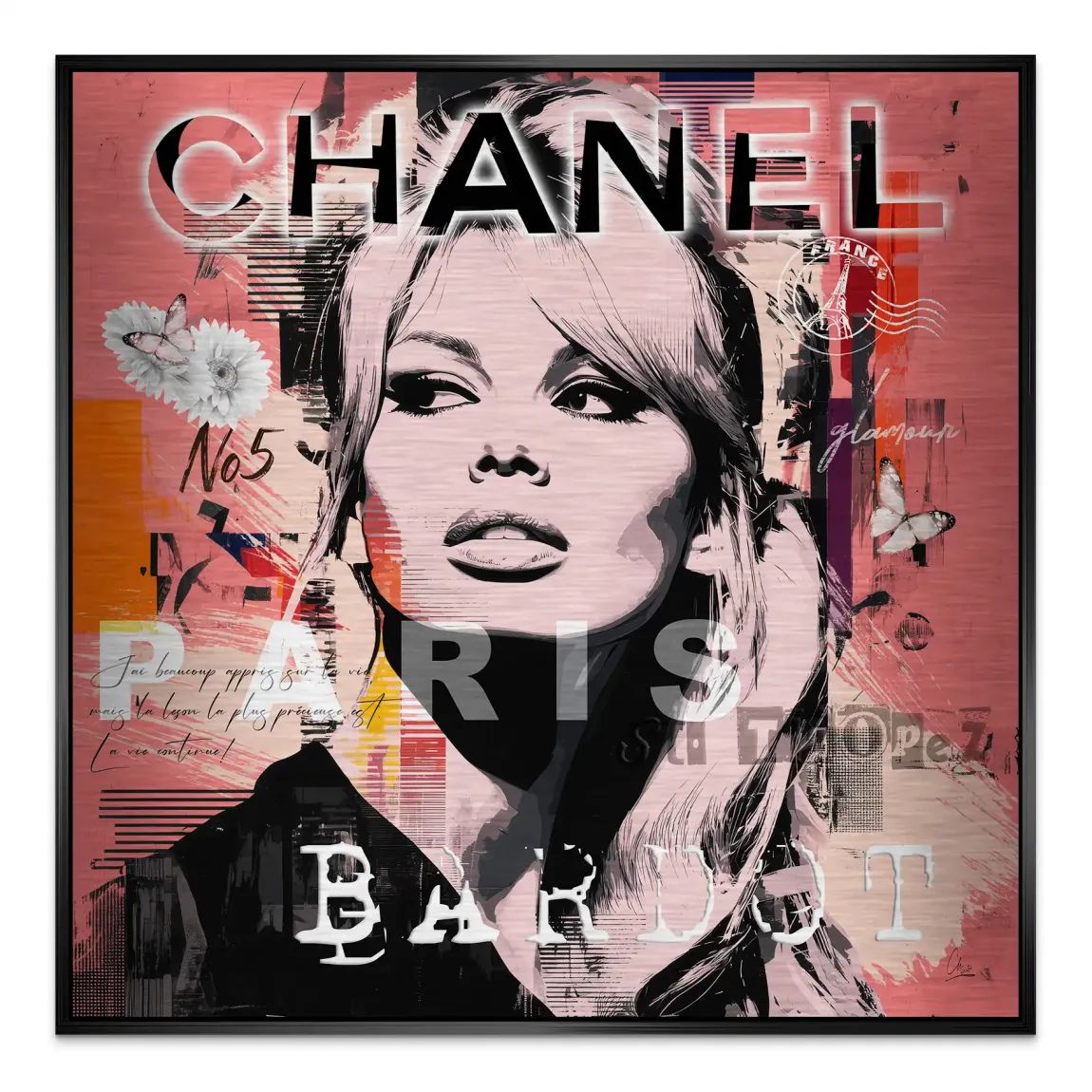 Bardot Chanel Art Aluminiumbild gebürstet
