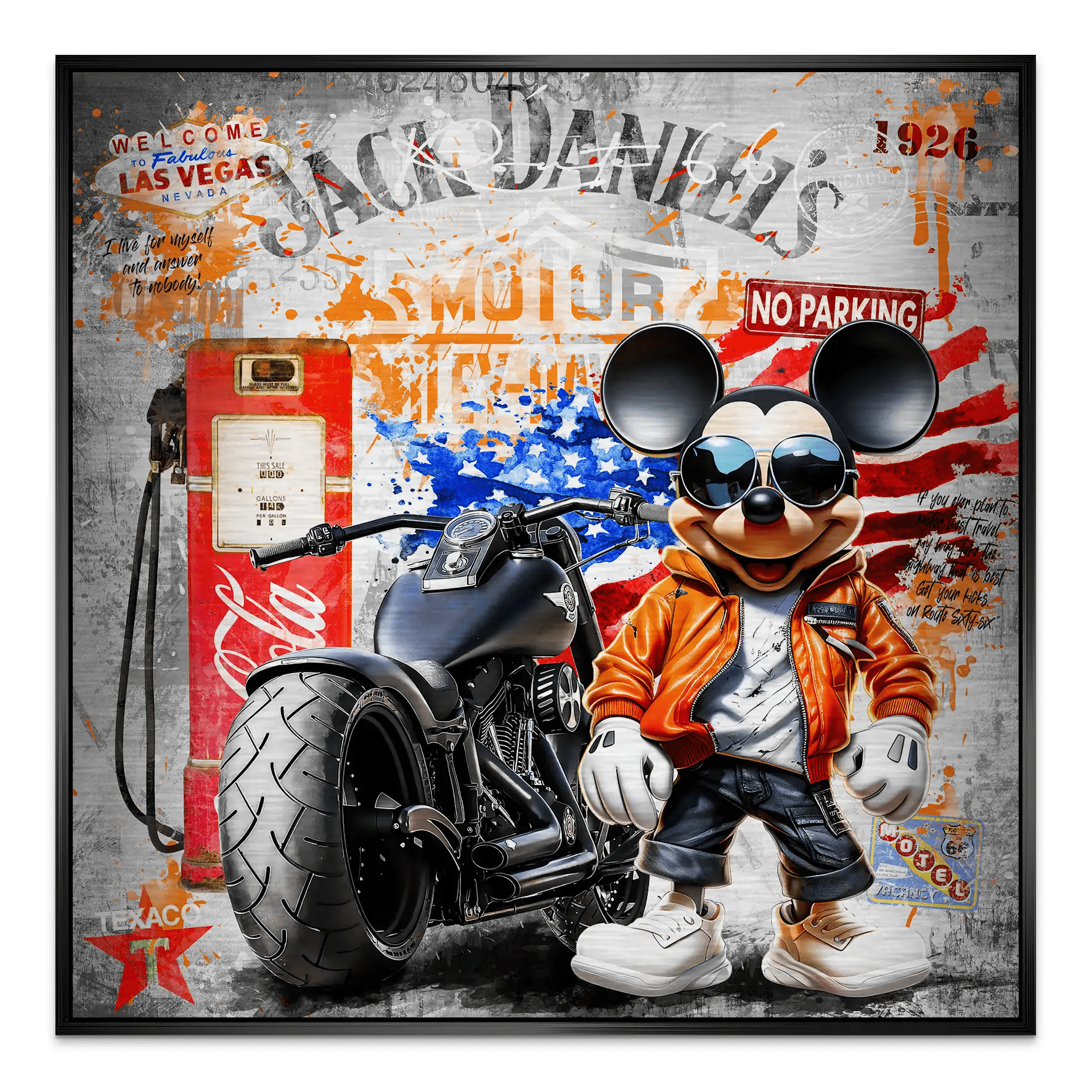 Harley Micky Maus Pop Art Alu Gebürstet Bild INGALERIE