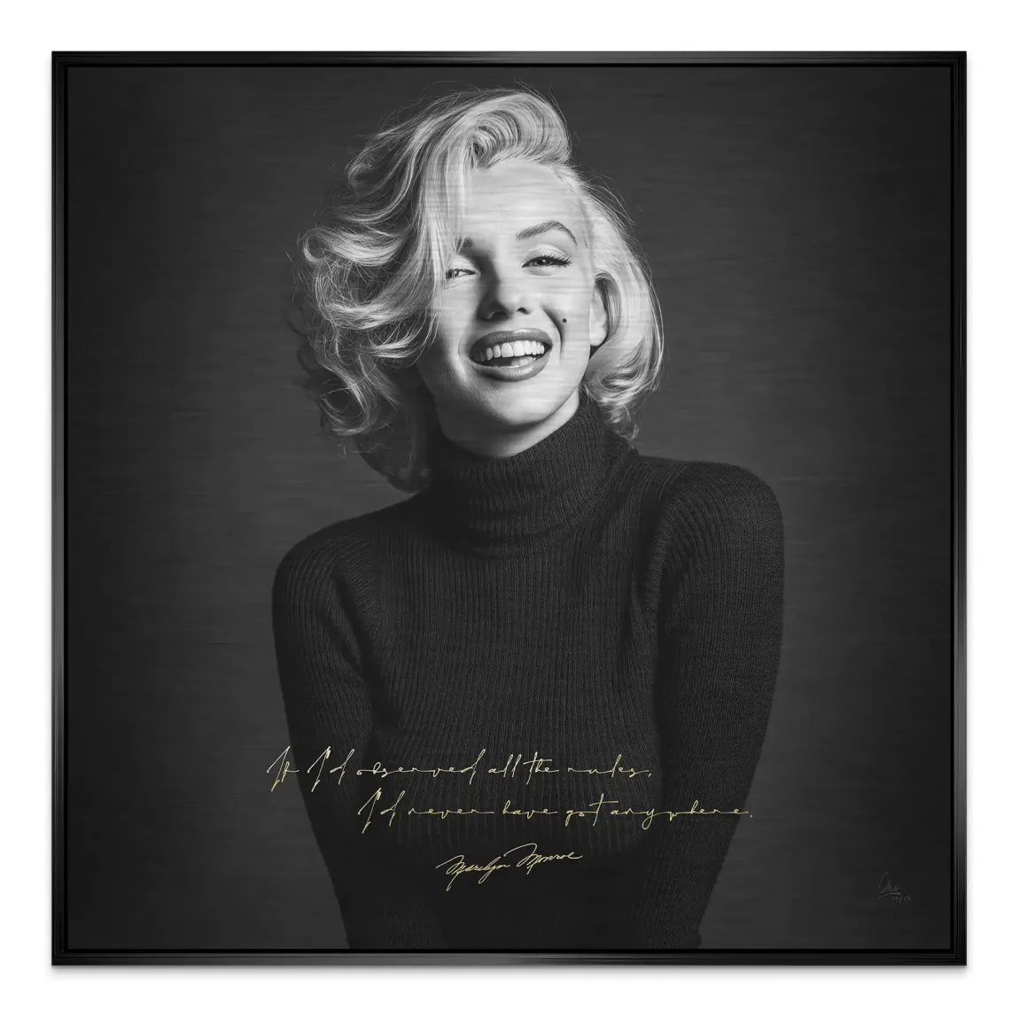 Marilyn Monroe Lächeln Aluminiumbild gebürstet