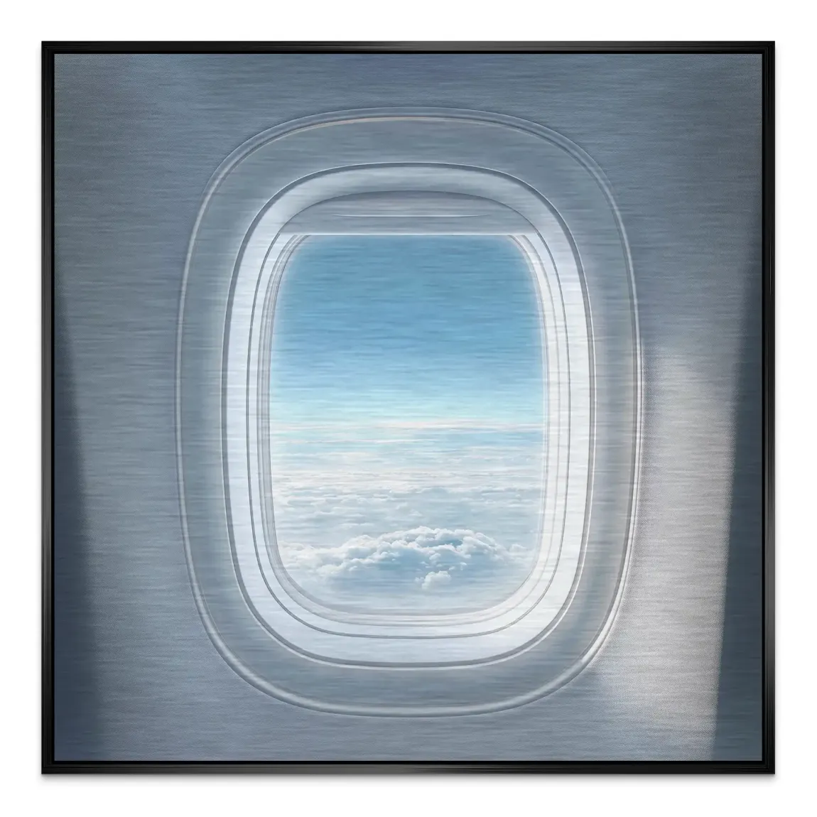 Flugzeugfenster Horizont Aluminiumbild gebürstet