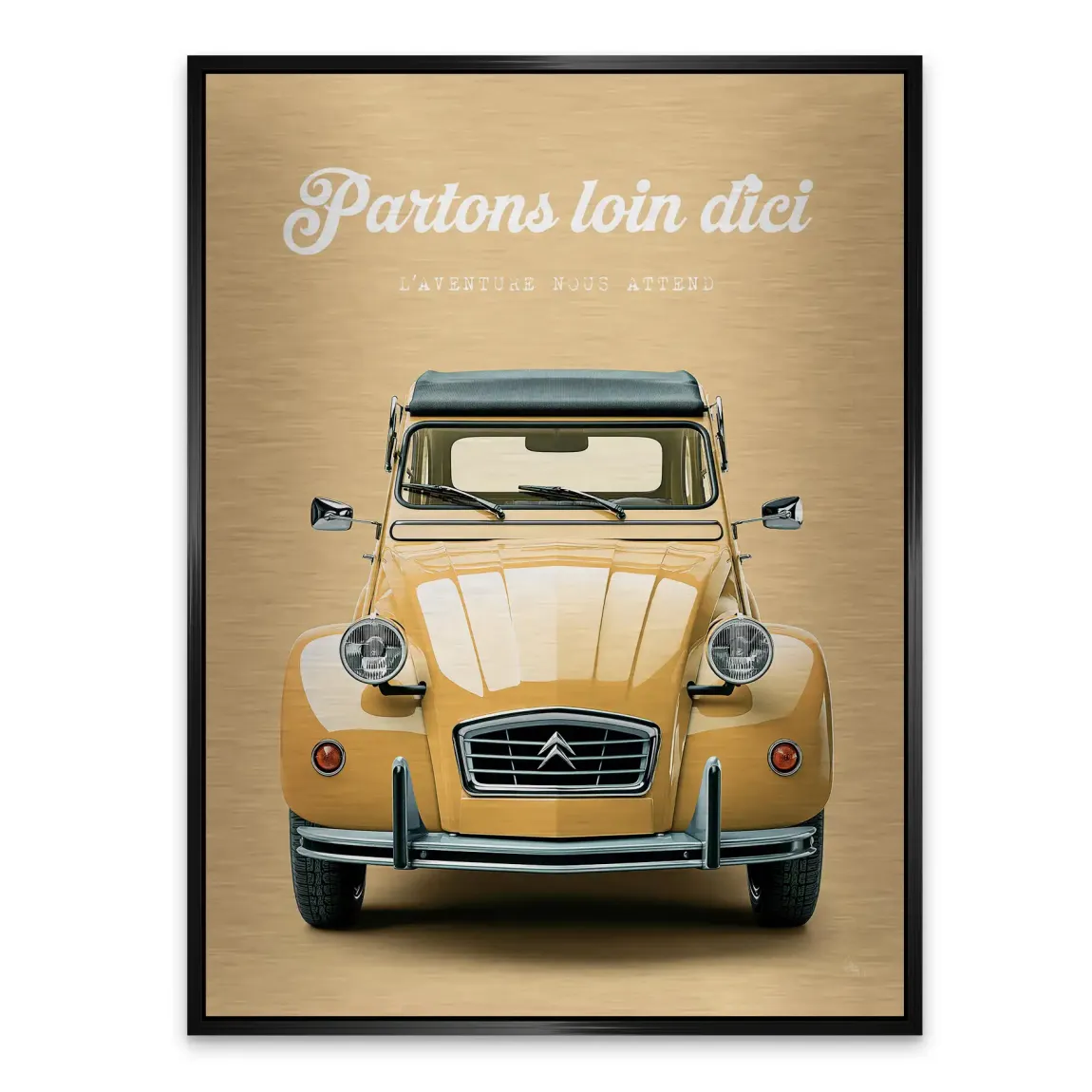 Citroen 2CV Voyage Aluminiumbild gebürstet
