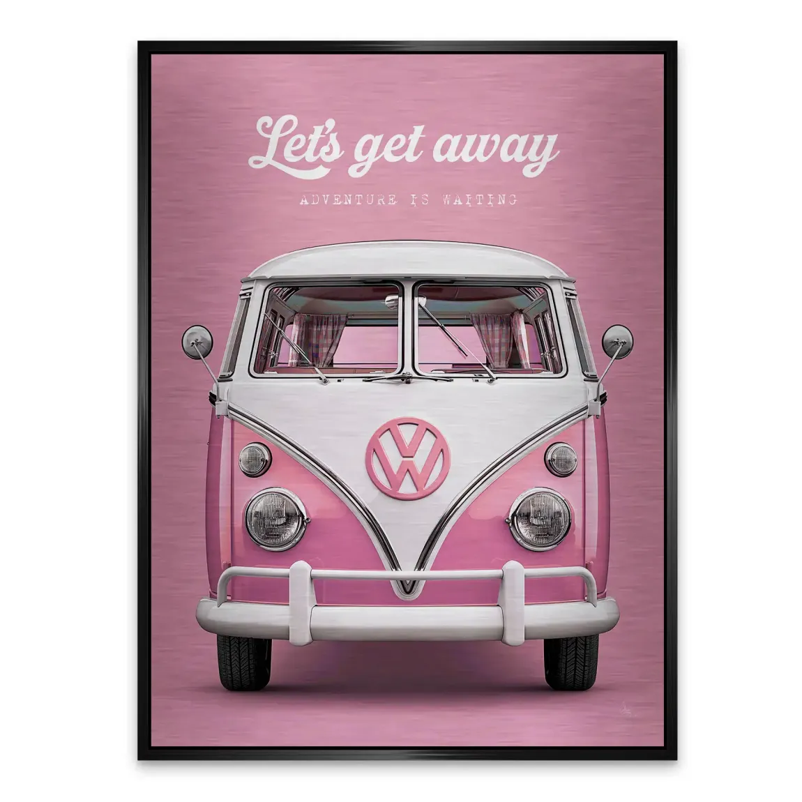 Pink VW Bulli Aluminiumbild gebürstet