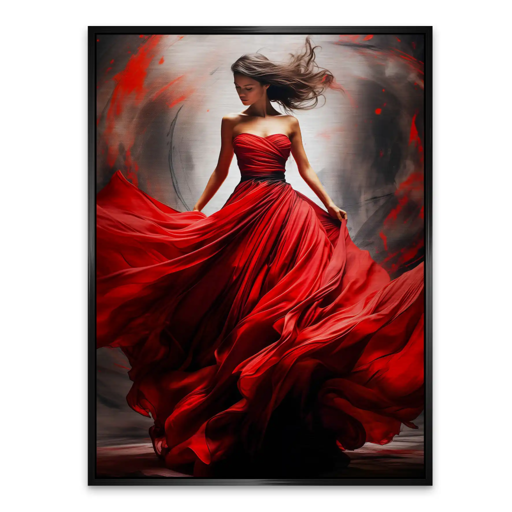 Woman In Red Aludibond Gebürstet Bild INGALERIE