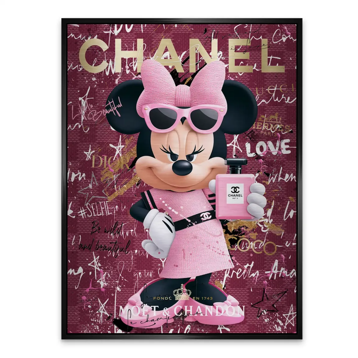 Minnie Maus Glam Chanel Aluminiumbild gebürstet