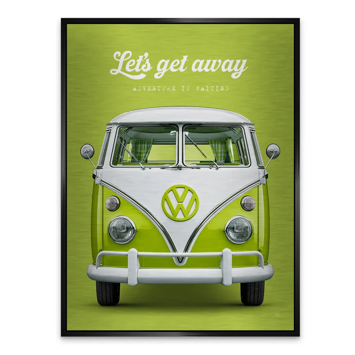 Green VW Bulli Aluminiumbild gebürstet