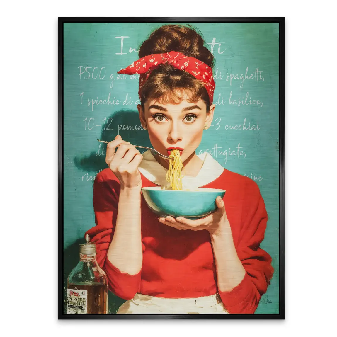 Audrey Hepburn Pasta Moments Alu Gebürstet Bild