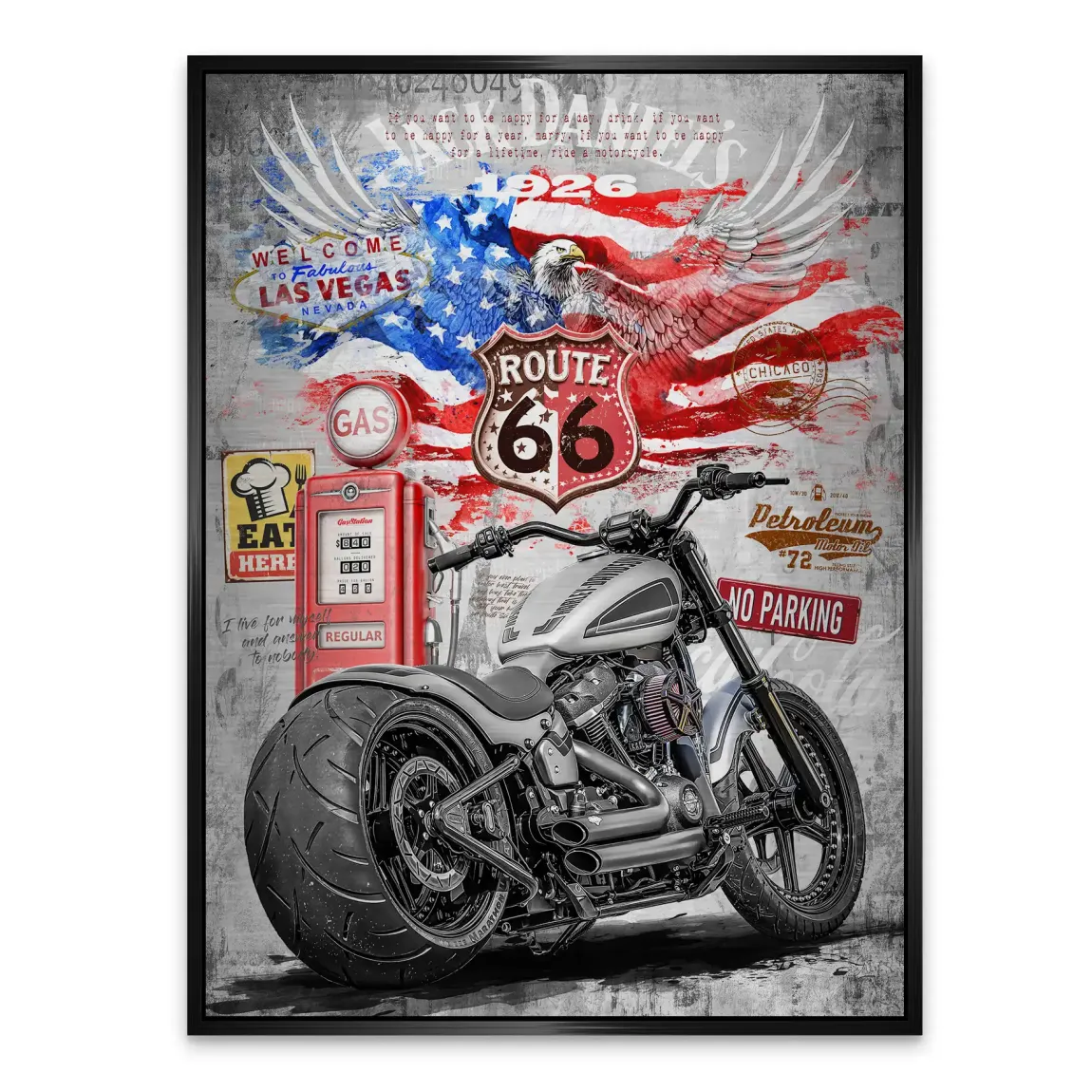 Harley Road Pop Art Alu Gebürstet Bild