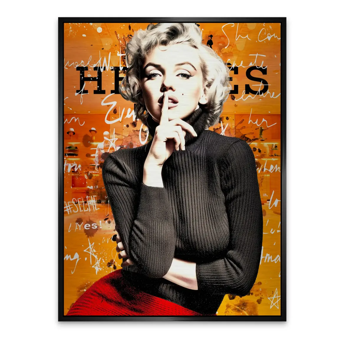 Marilyn Secret Orange Pop Art Alu Gebürstet Bild