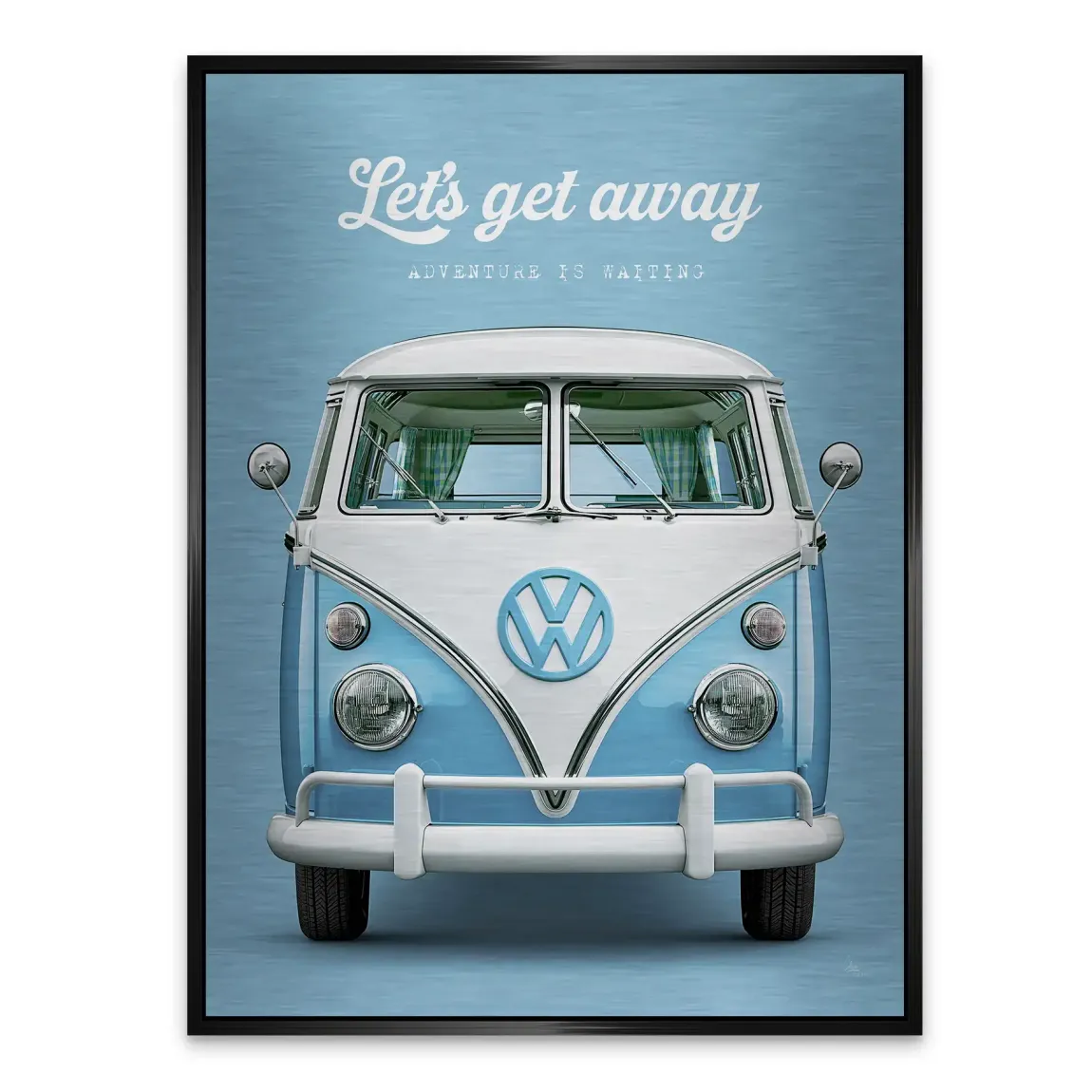 Blue VW Bulli Aluminiumbild gebürstet
