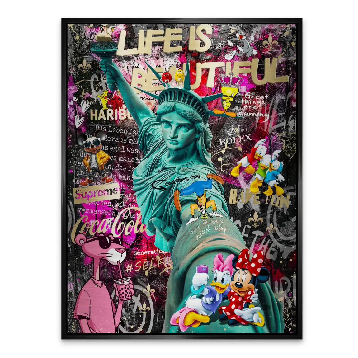 Liberty Selfie Pop Art Alu Gebürstet Bild