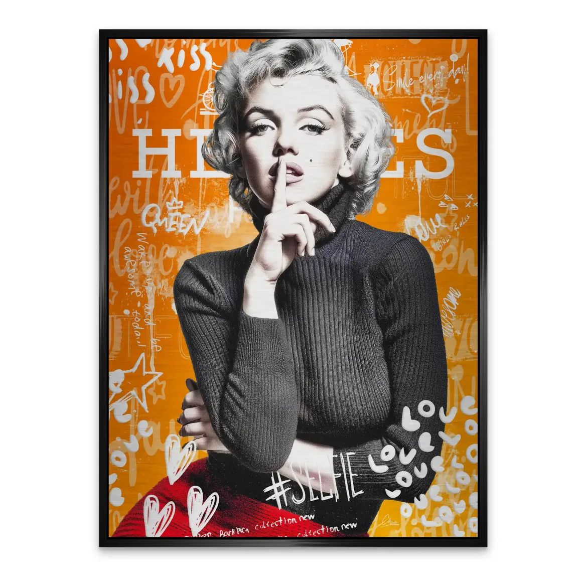 Marilyn Orange Kiss Pop Art Alu Gebürstet Bild