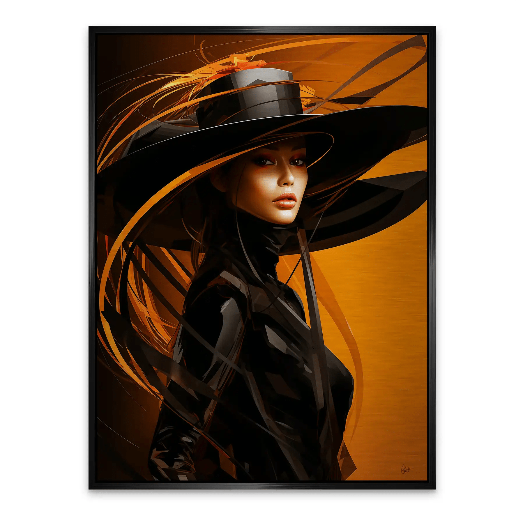 Frau mit Hut Alu Gebürstet INGALERIE