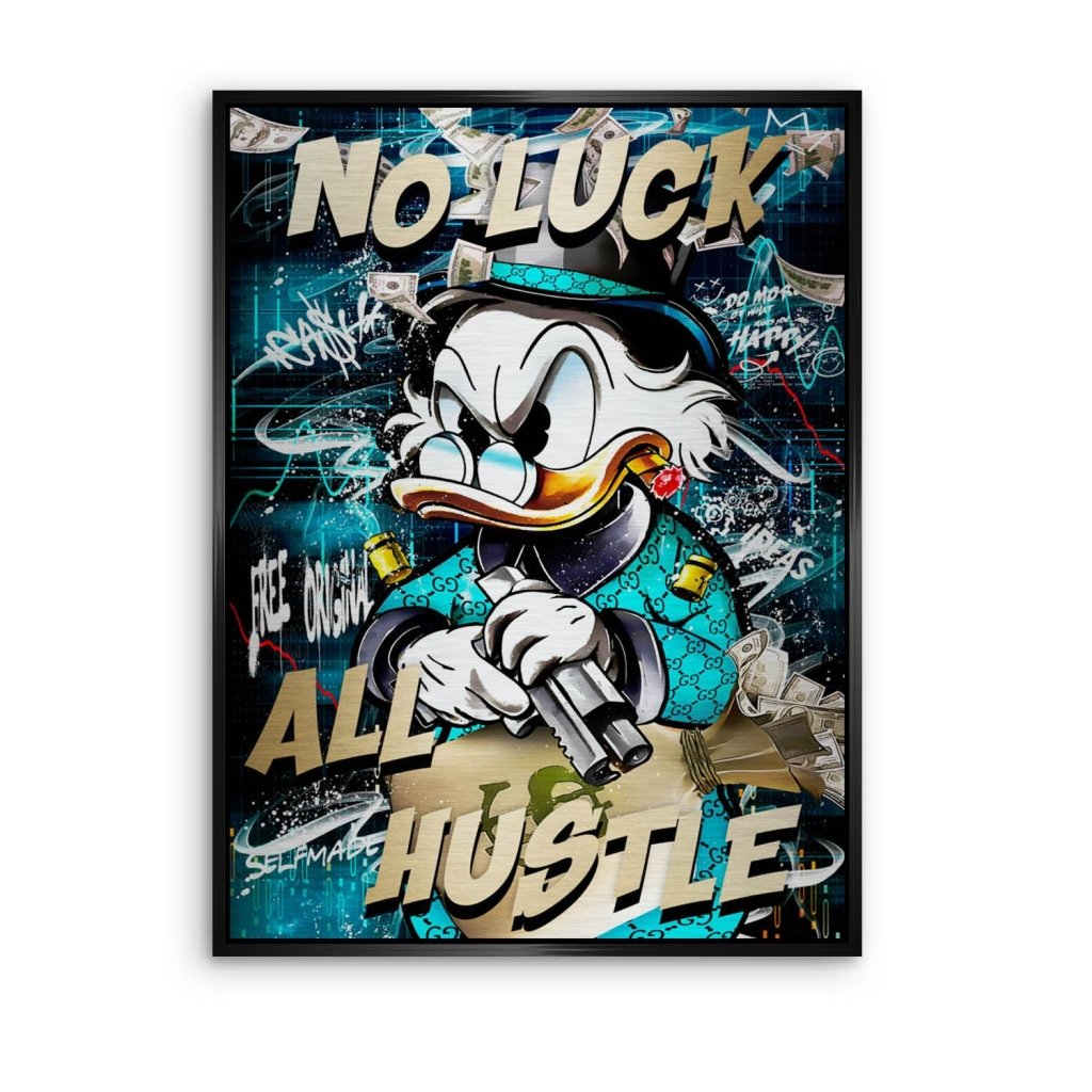 Dagobert Duck All Hustle Pop Art Aludibond Brush Bild INGALERIE