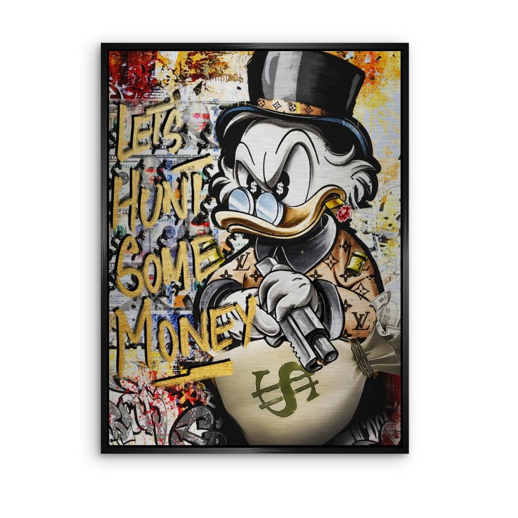 Dagobert Duck Let's Hunt Pop Art Aludibond Gebürstet Bild INGALERIE