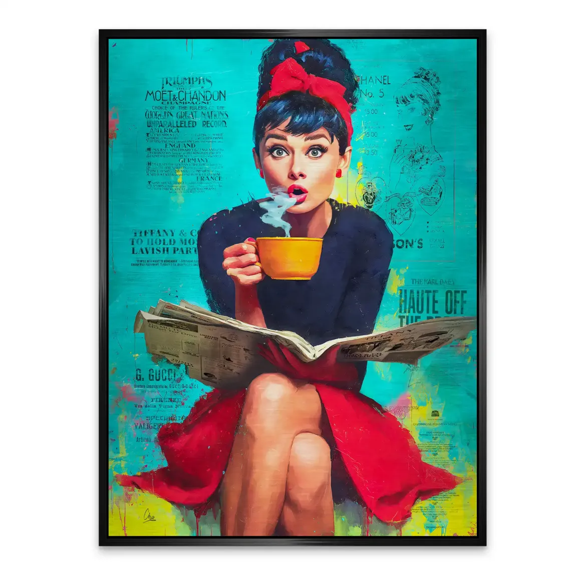 Audrey News Pop Art Aludibond Gebürstet Bild INGALERIE