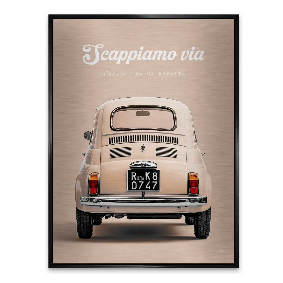 Fiat 500 Crema Aluminiumbild gebürstet