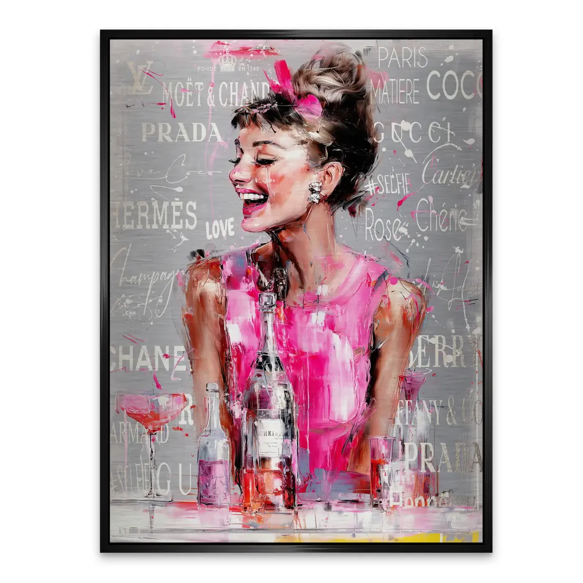 Champagne Bliss Audrey Hepburn Alu Gebürstet Bild