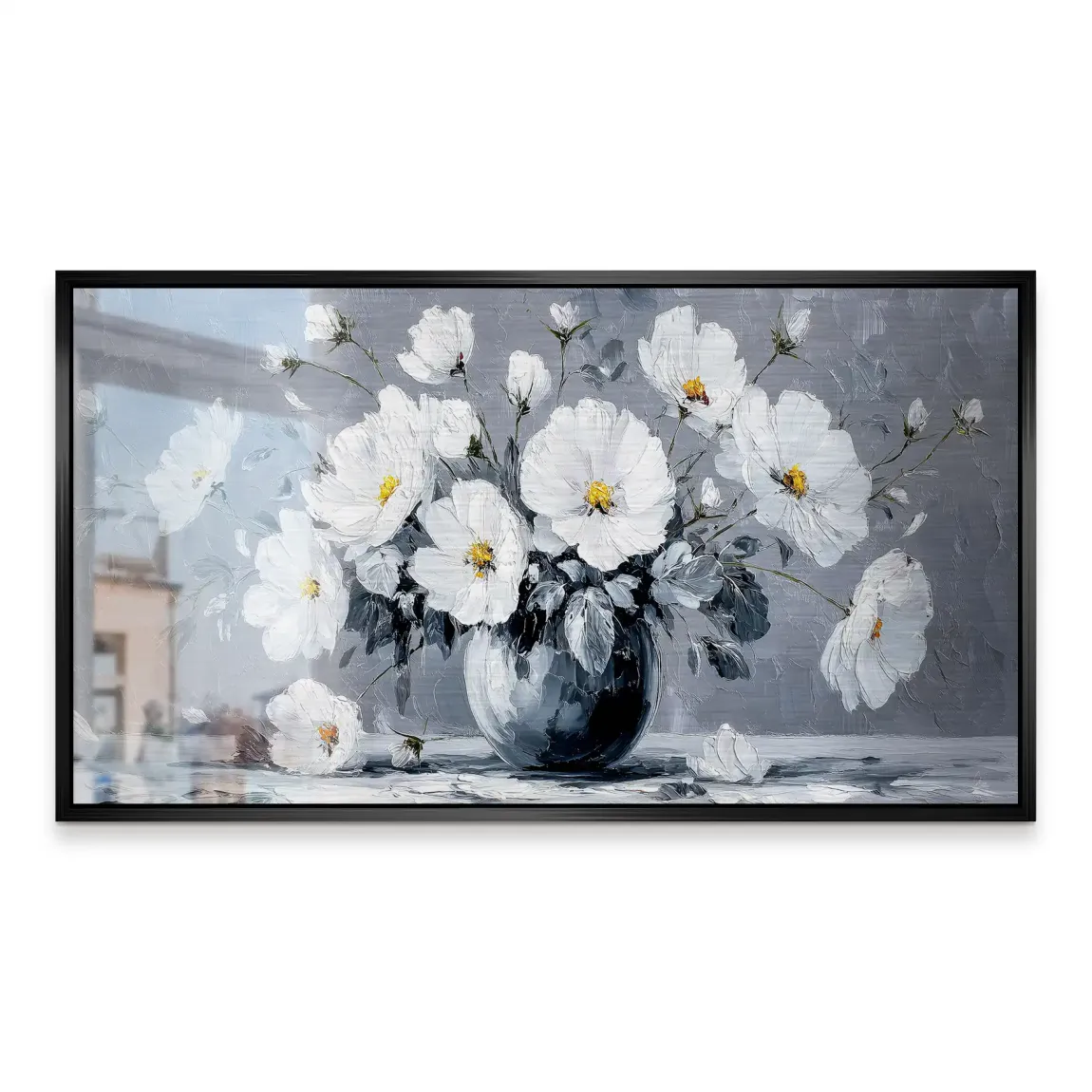 Silver White Blossom Art Alu Gebürstet