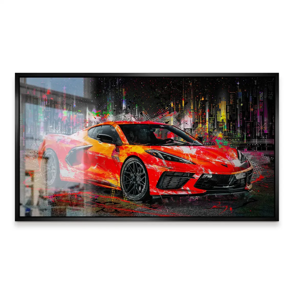 Corvette C8 Abstrak Red Style Alu Gebürstet Bild INGALERIE