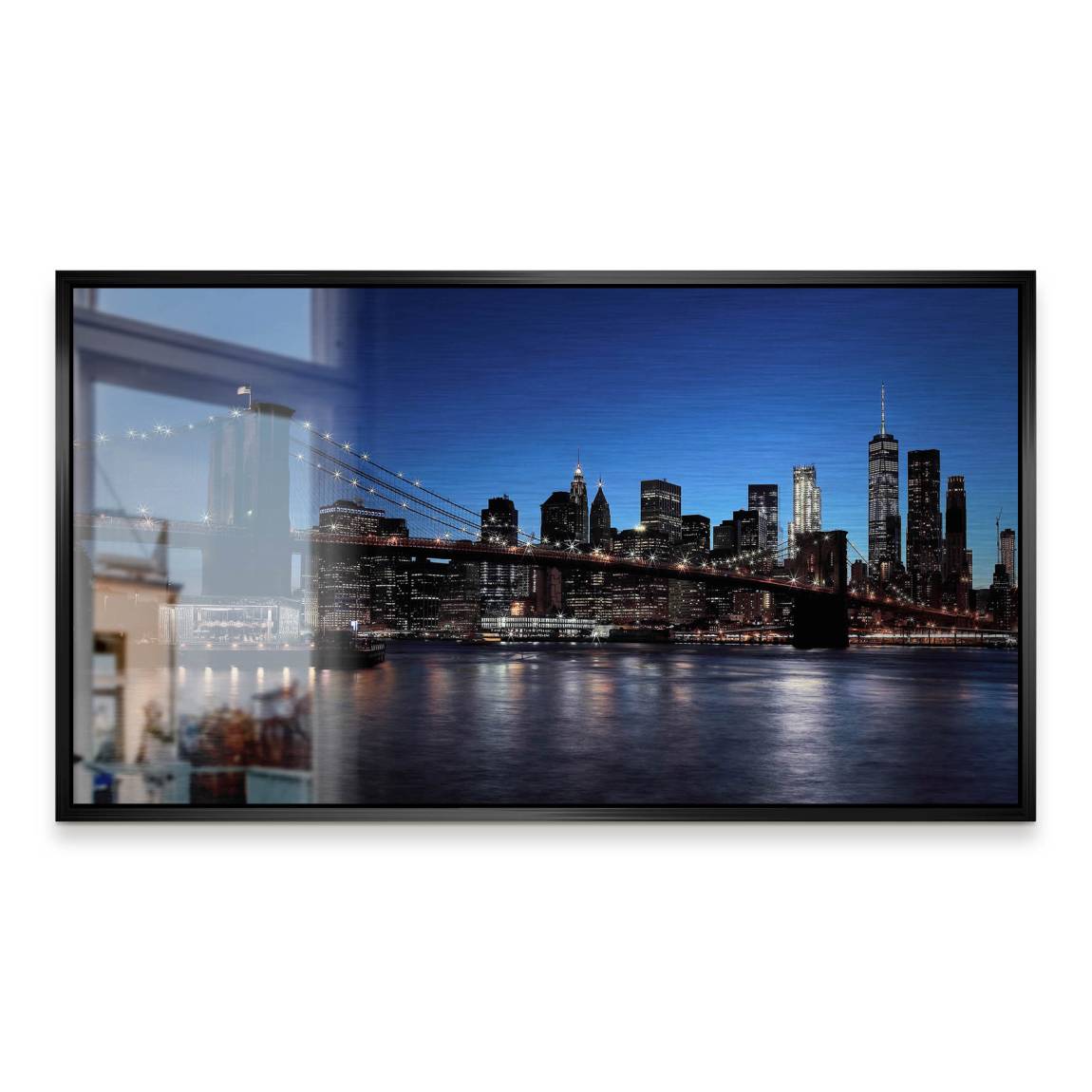 Manhatten bei Nacht Aluminiumbild gebürstet