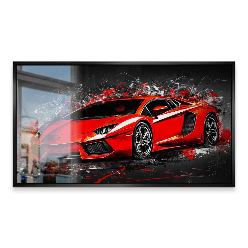 Lambo Aventador Abstrakt Rot Alu Gebürstet INGALERIE