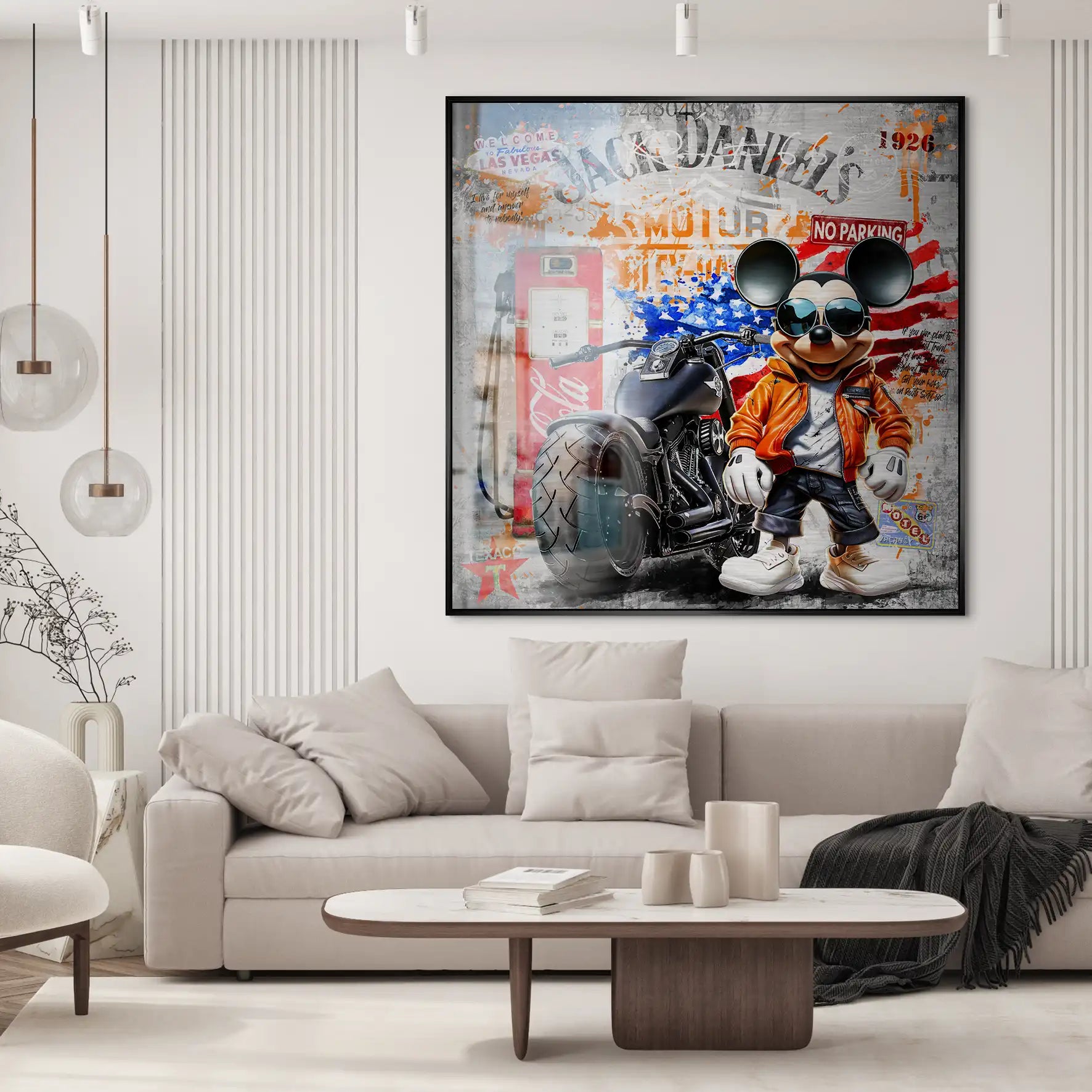 Harley Micky Maus Pop Art Alu Gebürstet Bild INGALERIE