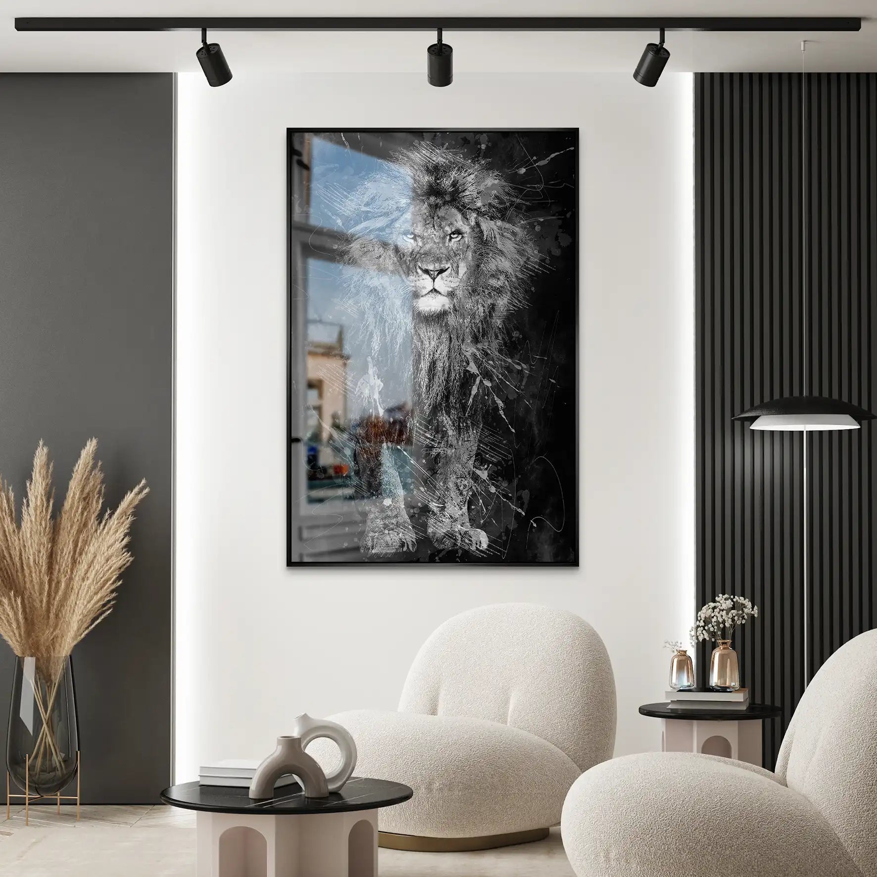 Lion Dark Splash AluDibond Gebürstet INGALERIE