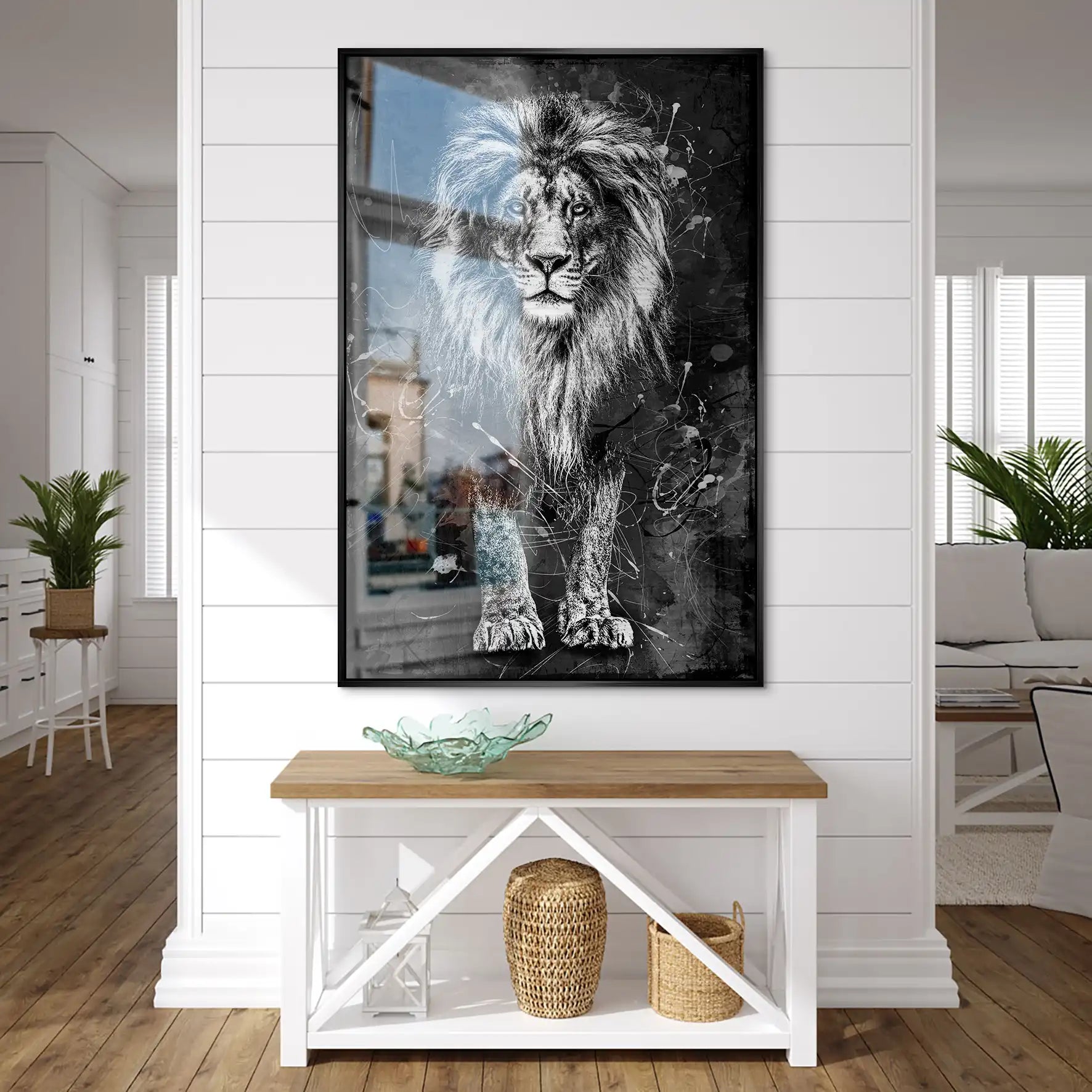 Löwe Abstrakt Black AluDibond Gebürstet INGALERIE