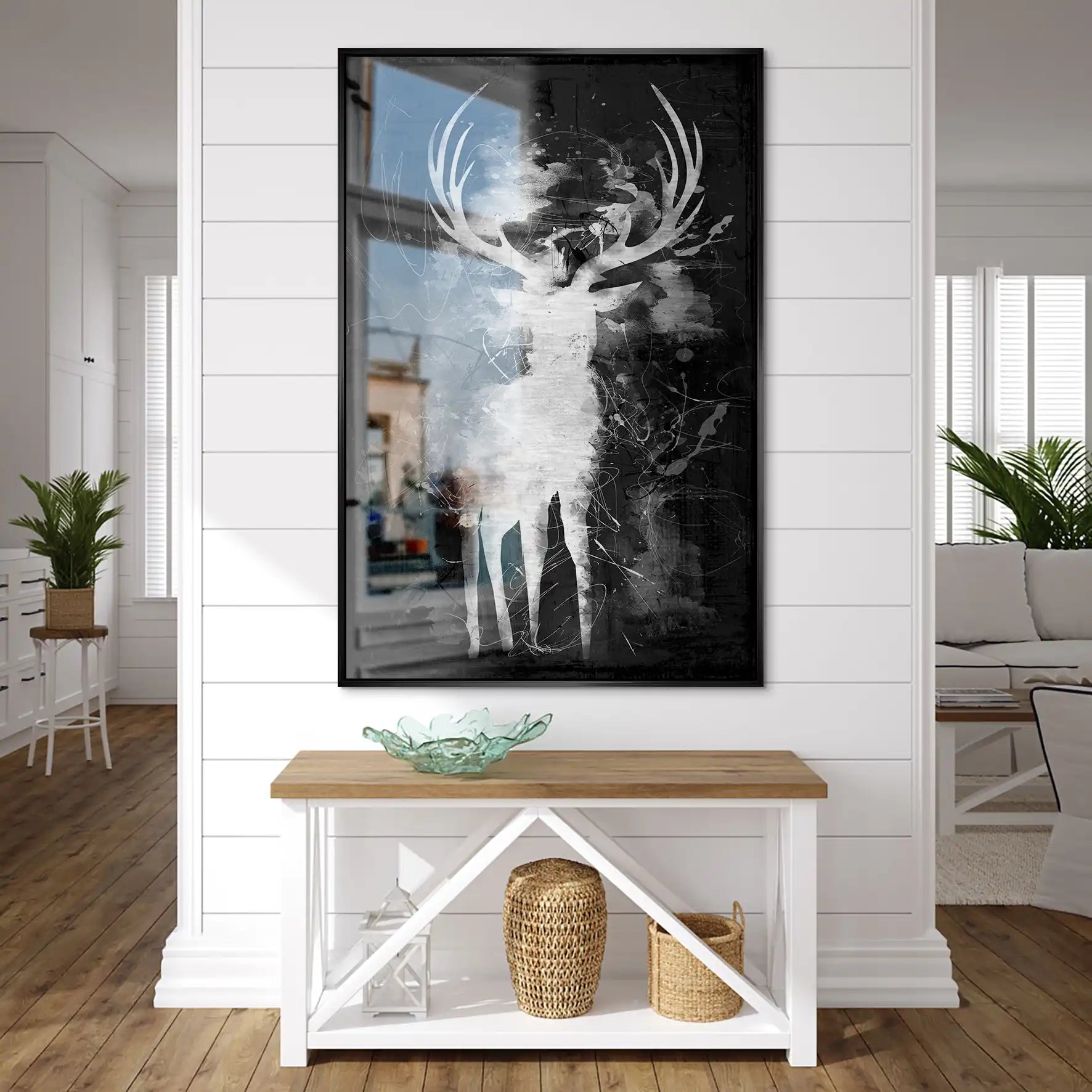 Hirsch Abstrakt Black Style AluDibond Gebürstet INGALERIE