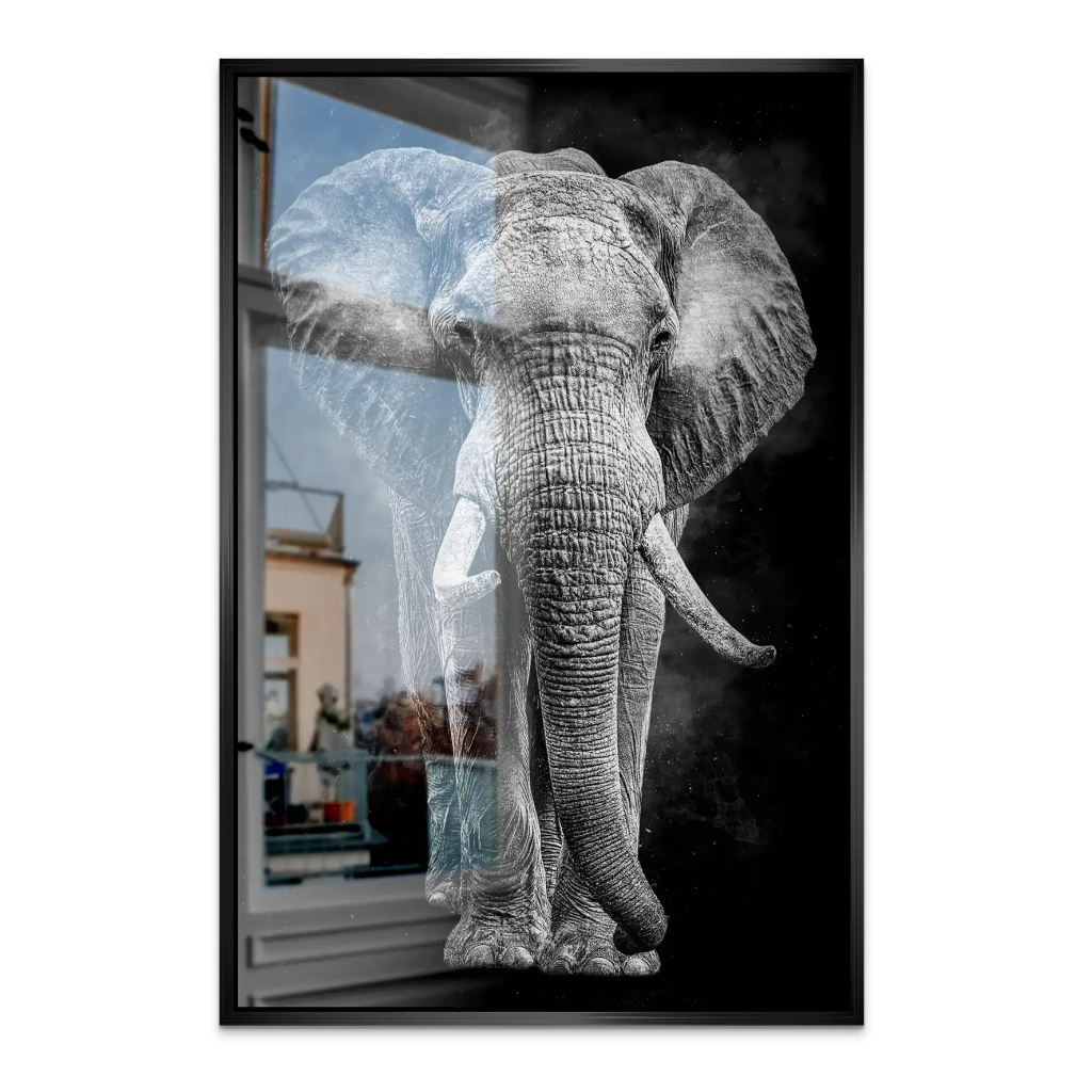 Elefant Abstrakt Dark Style AluDibond Gebürstet INGALERIE