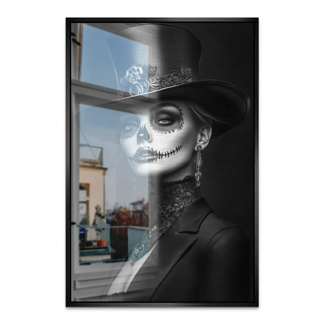 Elegante Lady im modernen Catrina Stil Alu Dibond Bild gebürstet INGALERIE