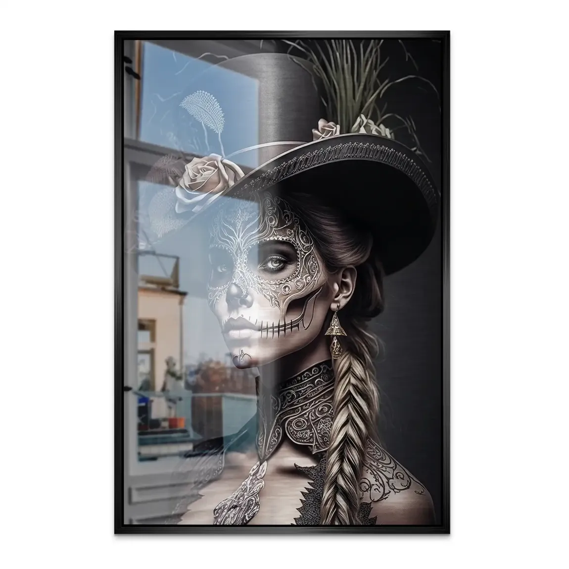 Velvet Noir La Catrina Alu Dibond Bild gebürstet INGALERIE