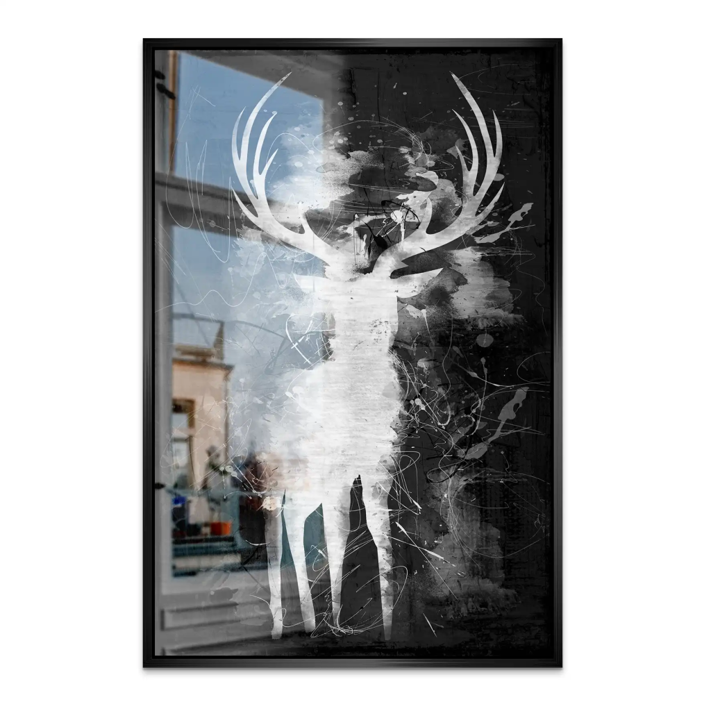 Hirsch Abstrakt Black Style AluDibond Gebürstet INGALERIE