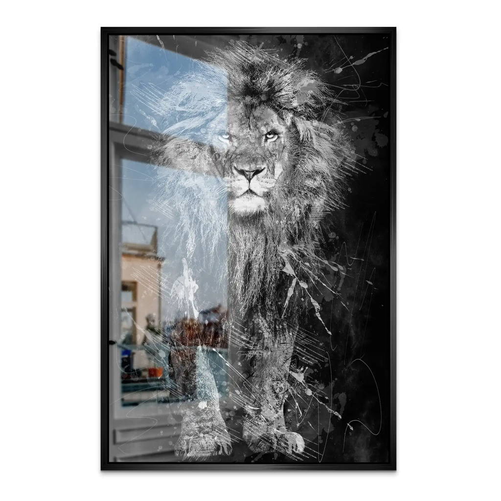 Lion Dark Splash AluDibond Gebürstet INGALERIE
