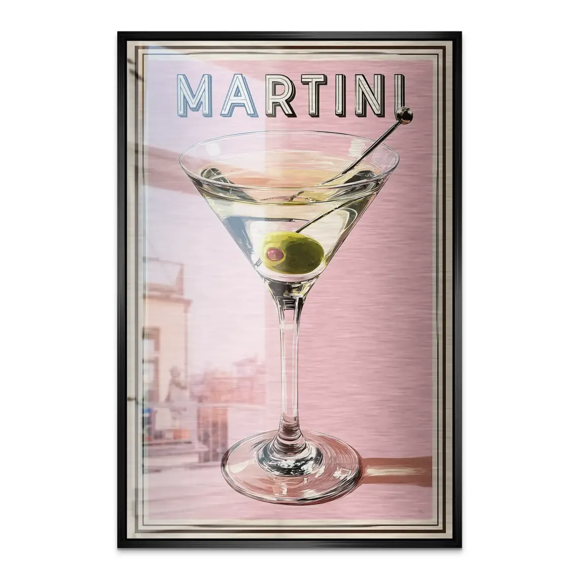 Martini Retro Art Alu Dibond Bild gebürstet