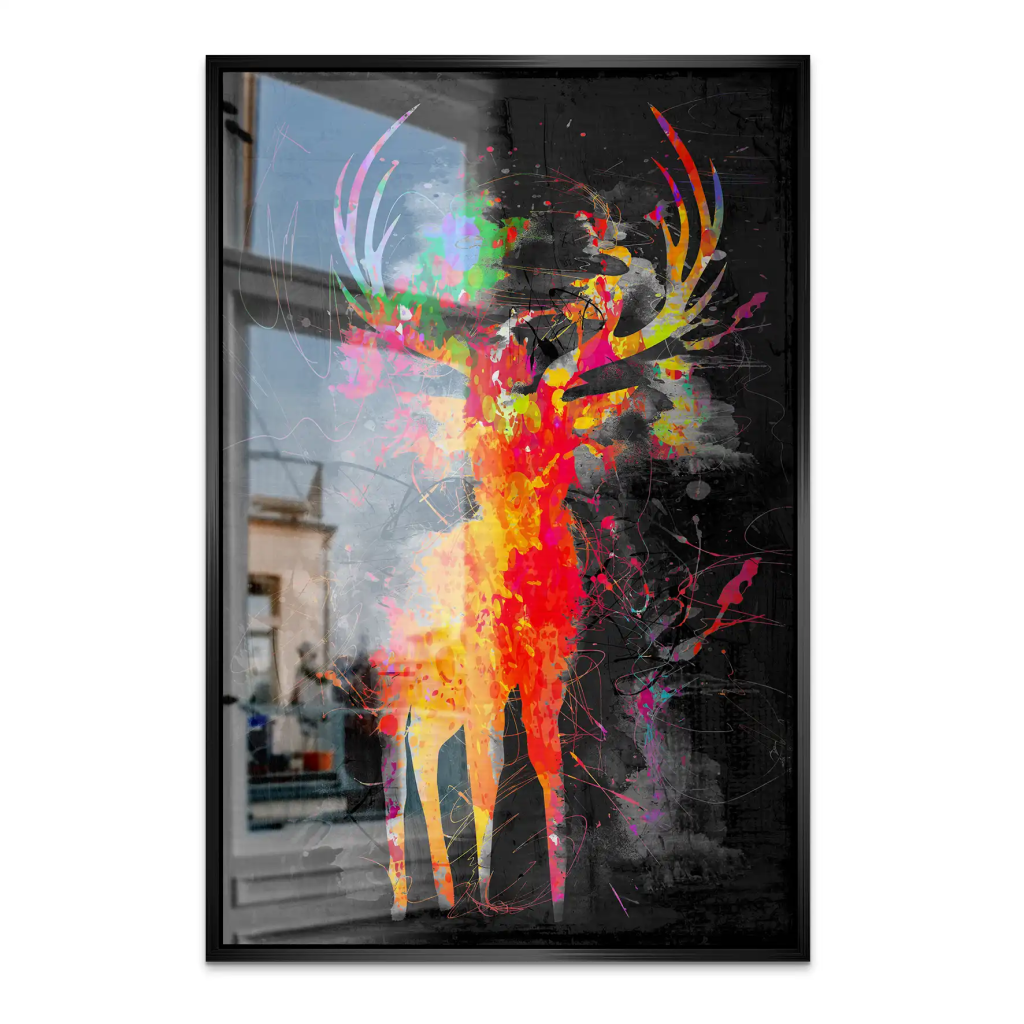 Hirsch Abstrakt Color Style AluDibond Gebürstet INGALERIE