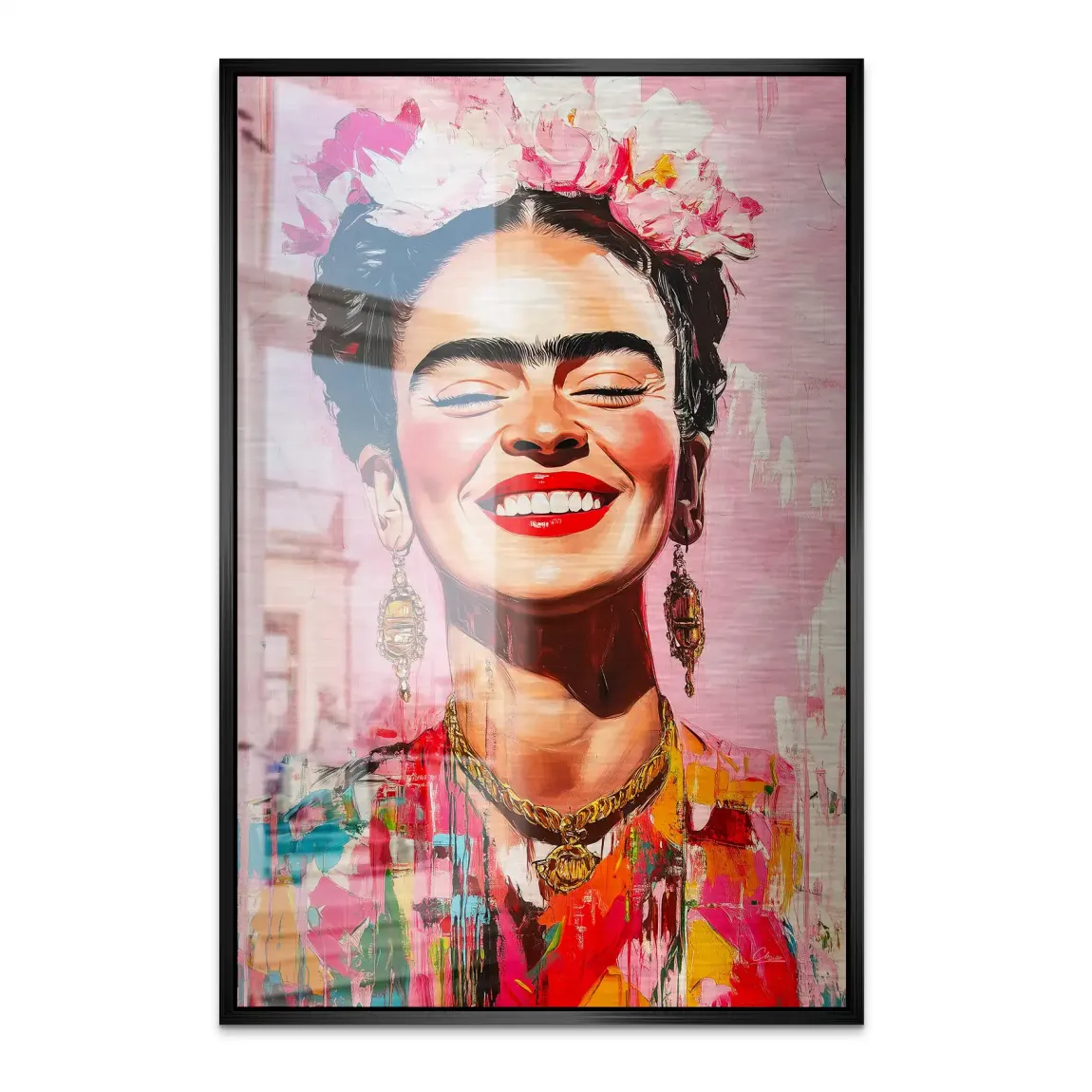 Frida Kahlo Happy Smile Alu Dibond Bild gebürstet