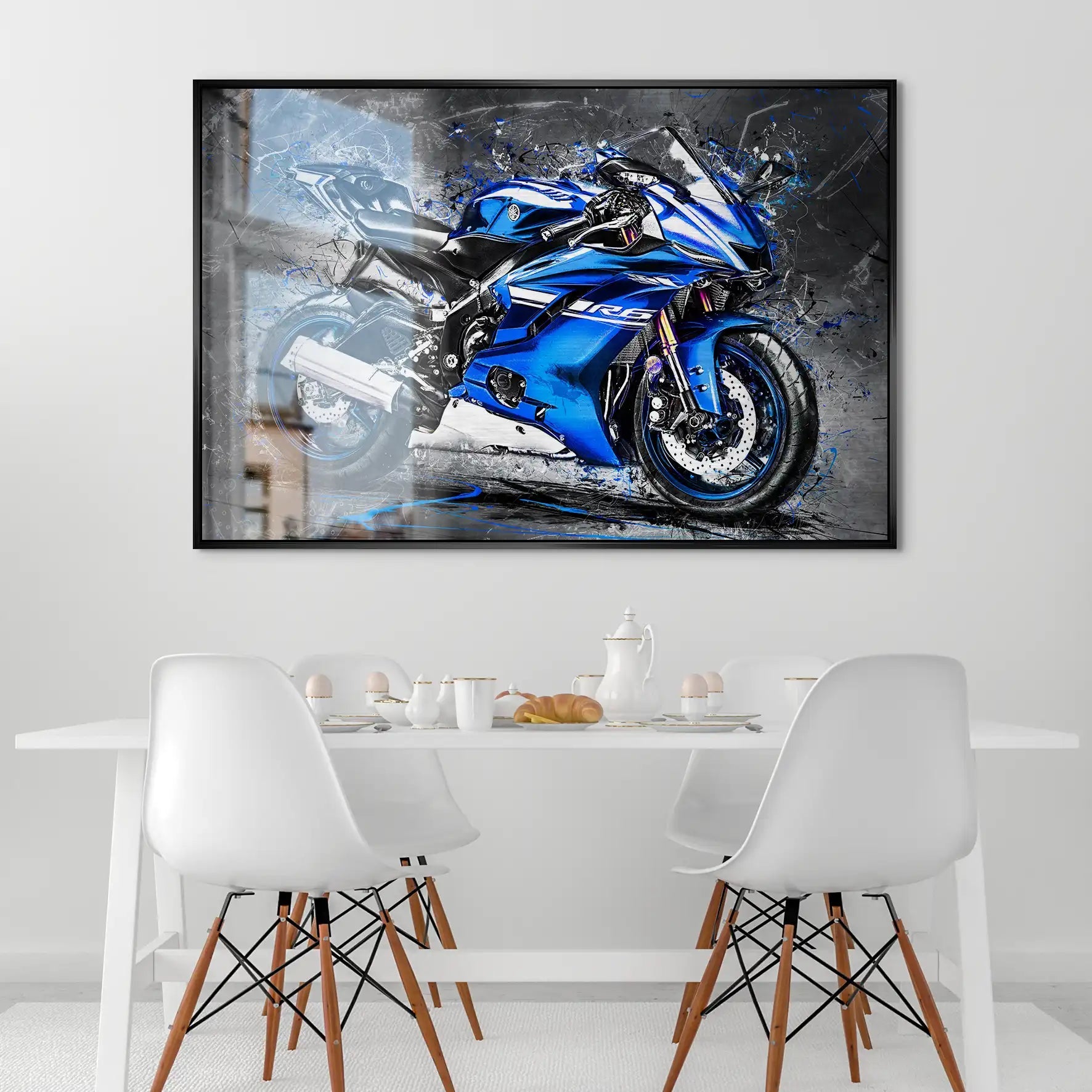 Yamaha R6 Abstrakt Blau AluDibond Gebürstet INGALERIE